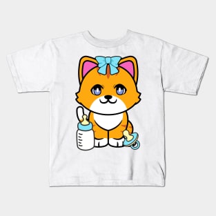 Cute orange cat Gender reveal - its a boy Kids T-Shirt